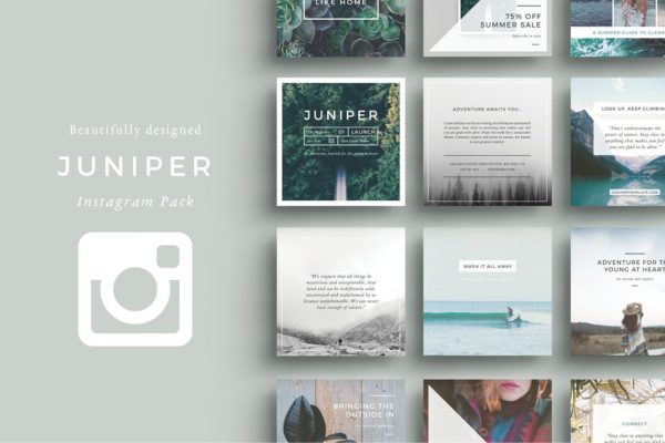 旅行风景主题Instagram社交媒体贴图模板蚂蚁素材精选 J U N I P E R  Instagram Pack
