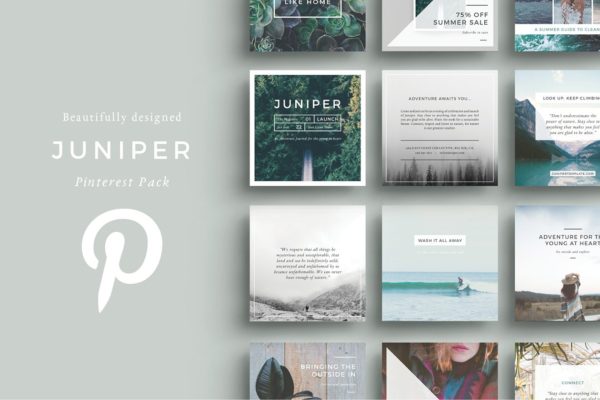 社交媒体平台Pinterest多用途贴图模板第一素材精选 J U N I P E R  Pinterest Pack