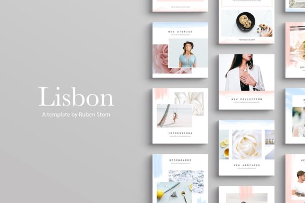 淡雅社交媒体贴图模板蚂蚁素材精选 Lisbon Social Media Pack