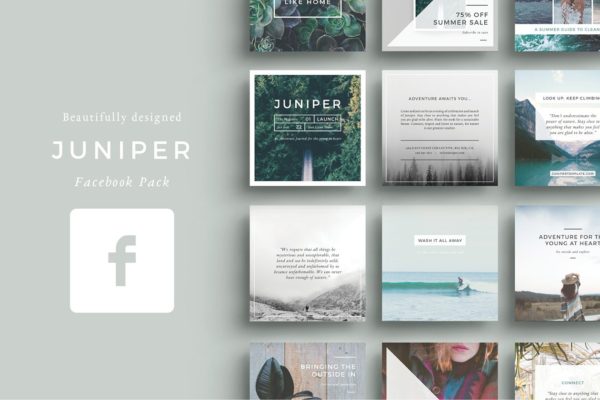 社交媒体平台Facebook多用途贴图模板蚂蚁素材精选 J U N I P E R  Facebook Pack
