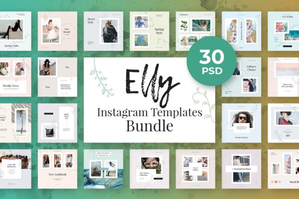 创意社交媒体贴图模板蚂蚁素材精选合集 Elly Instagram Template Bundle