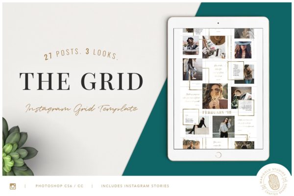 时尚典雅Ins故事&文章贴图模板第一素材精选 THE GRID | Instagram Posts Layout