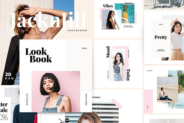 时尚简约的Instagram社交媒体模板第一素材精选下载 Jacknjill – Instagram Pack [psd]