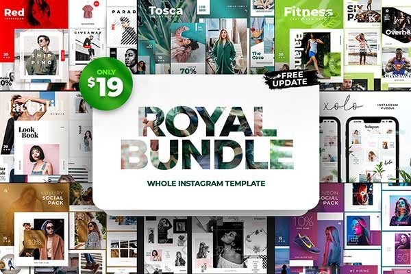 时尚高端的Instagram 社交媒体模板蚂蚁素材精选合辑下载 Royal Instagram Bundle [psd]