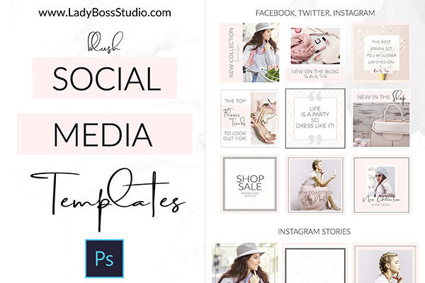 小清新风格的社交媒体模板蚂蚁素材精选下载 Social Media Templates + Pinterest [psd]