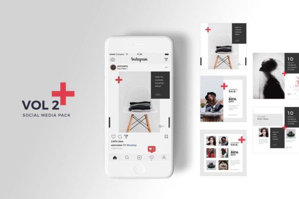 社交媒体跨平台贴图模板第一素材精选合集v2 Social Media Pack Vol. 2