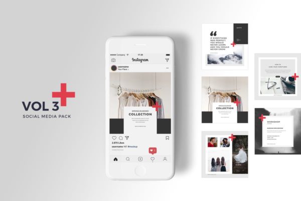 社交媒体跨平台贴图模板第一素材精选合集v3 Social Media Pack Vol. 3
