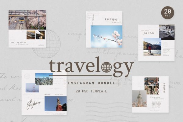 旅行日志Ins贴图模板第一素材精选合集 Instagram Bundle – TRAVELOGY