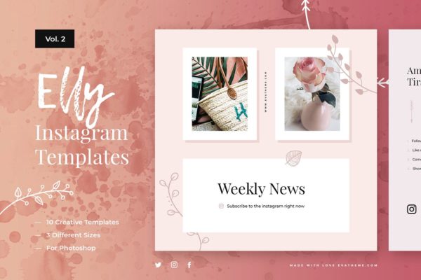 Instagram社交平台创意模板第一素材精选合集v2 Elly Instagram Templates Vol.2