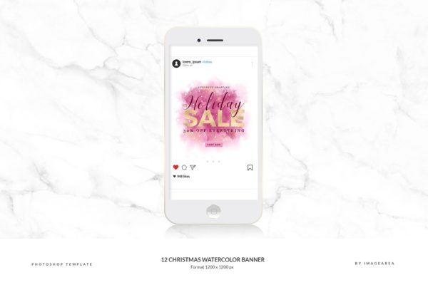 12款圣诞节主题社交媒体广告Banner模板蚂蚁素材精选 Christmas Watercolor Banner
