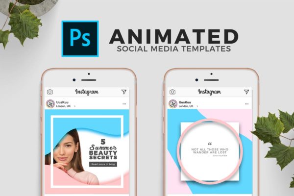 社交媒体动画贴图PSD模板蚂蚁素材精选 Animated Social Media Templates for Photoshop