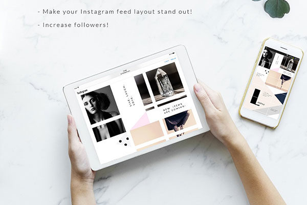 时尚高端几何形状布局的Instagram模板第一素材精选 Instagram PUZZLE template -Geometric [psd]
