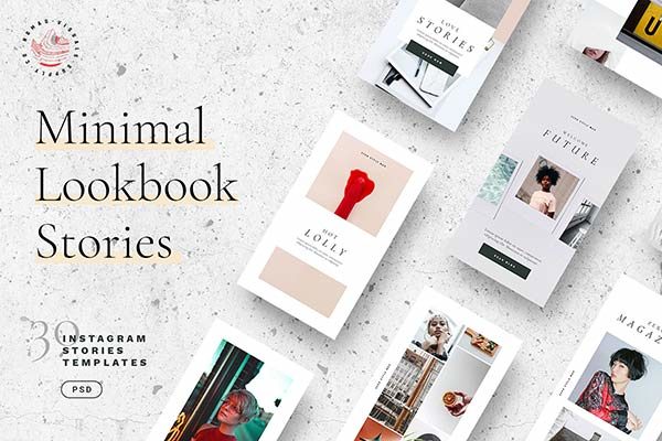 30个独特时尚的Lookbook社交媒体Instagram故事模板蚂蚁素材精选 Minimal Lookbook Instagram Stories [psd]