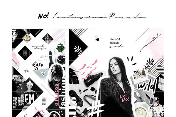 时尚简约的Instagram社交媒体拼图模板蚂蚁素材精选 No! – Instagram puzzle [psd]