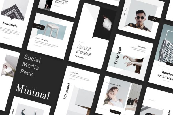 极简主义社交媒体文章贴图PSD模板第一素材精选 Minimal PSD Social Media Pack