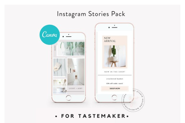 社交媒体新媒体文章贴图设计模板第一素材精选 CANVA Insta Stories for Tastemaker