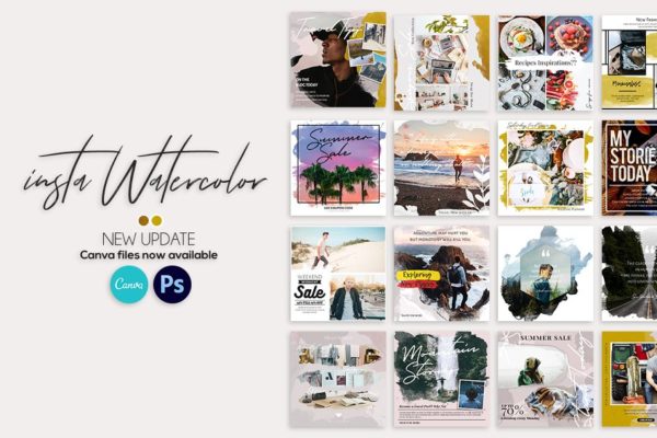 时尚摄影Instagram社交媒体水彩画