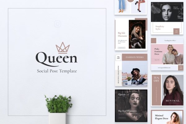 新媒体社交媒体促销广告模板第一素材精选 QUEEN Social Media Post