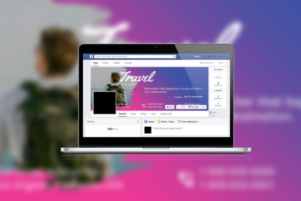 旅行品牌Facebook时间轴封面设计模板蚂蚁素材精选 Travel Brush Facebook Timeline Cover