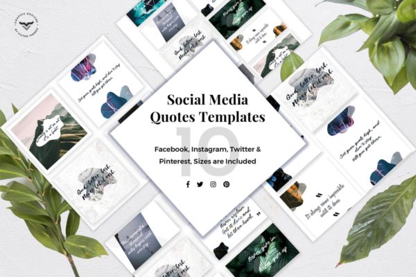 社交媒体引语祝福语Banner模板第一素材精选v2 Social Media Quotes Trendy Templates