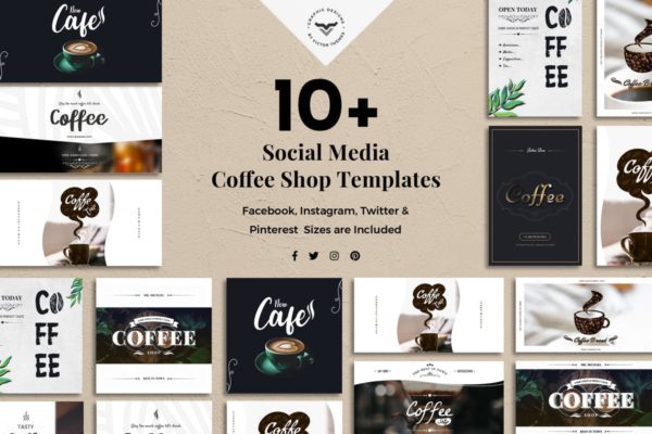 10+社交媒体咖啡店品宣广告模板蚂蚁素材精选设计 Social Media Coffee Shop Templates