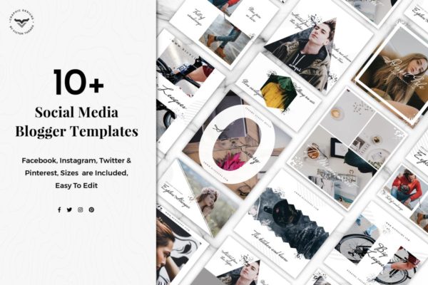 10+社交媒体博客贴图模板蚂蚁素材精选 Social Media Blogger Templates