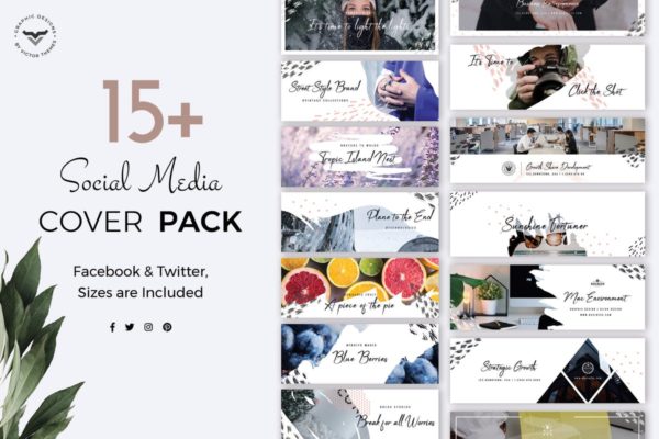 15+社交媒体封面创意设计模板蚂蚁素材精选 Social Media Cover Template