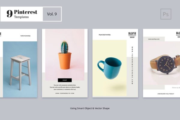 极简主义Pinterest社交网站Banner模板蚂蚁素材精选Vol.9 Pinterest Templates Vol. 9