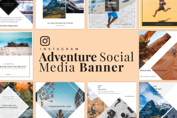 Instagram/Facebook/新浪微博社交媒体贴图模板第一素材精选 Adventure Social Media Banner