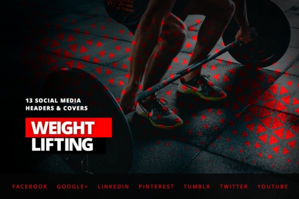 健身/举重和健身俱乐部社交媒体宣传物料素材 Weightlifting Fitness – Social Media Kit