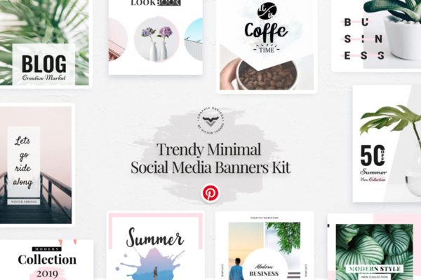 Pinterest社交媒体网站贴图&广告设计模板蚂蚁素材精选 Pinterest Social Media Template