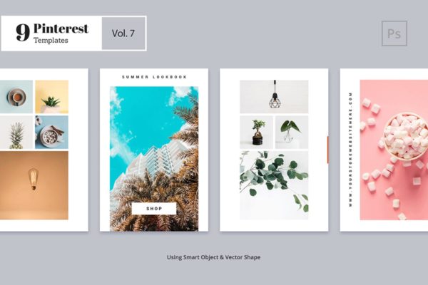 简约设计Pinterest社交媒体图片模板第一素材精选Vol.7 Pinterest Templates Vol. 7