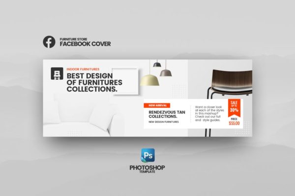 家具网上商城Facebook封面/Banner图设计模板第一素材精选 Furniture Facebook Cover Template