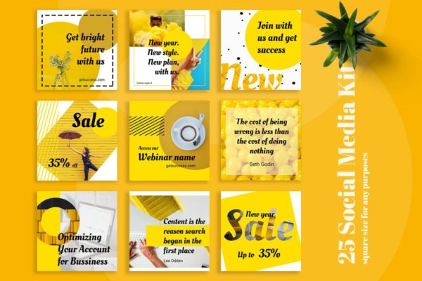 配色大胆社交媒体/自媒体品牌宣传设计素材 Calisto Social Media Kit