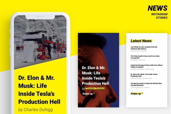 新闻资讯类Instagram社交媒体贴图设计模板蚂蚁素材精选 News Instagram stories templates