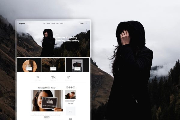 个人摄影博客/Vblog网站设计PSD模板蚂蚁素材精选 Suplee – Blog Template for Instagrammers