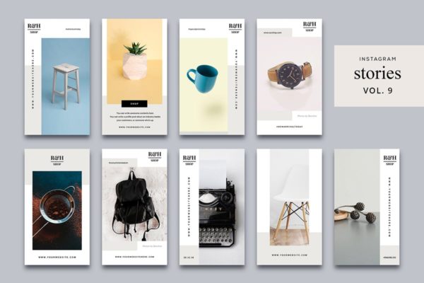 简约Instagram商店促销/品牌故事广告模板蚂蚁素材精选V9 Instagram Stories Vol. 9