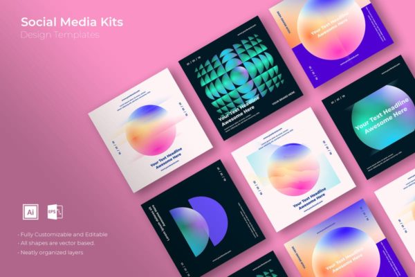 社交媒体正方形广告&贴图创意设计模板第一素材精选v31 SRTP – Social Media Kit.31