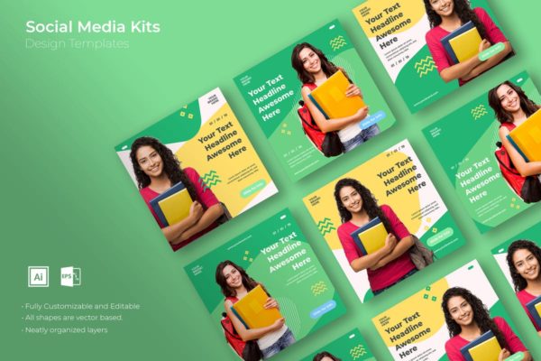 社交媒体正方形广告&贴图创意设计模板蚂蚁素材精选v28 SRTP – Social Media Kit.28