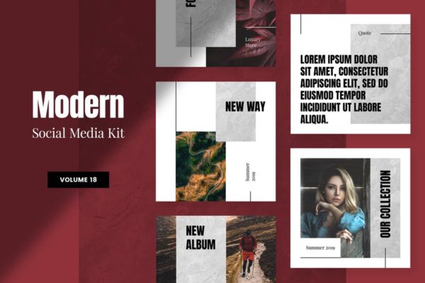 现代风格社交媒体品牌推广设计模板第一素材精选v18 Modern Social Media Kit (Vol. 18)