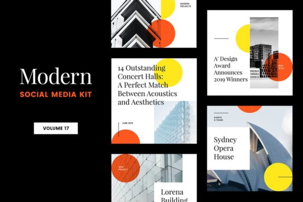 现代设计风格Instagram社交媒体品牌故事推广模板第一素材精选v17 Modern Social Media Kit (Vol. 17)
