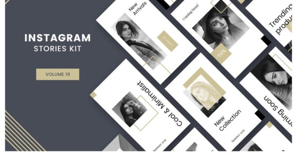 黑白简约风设计Instagram社交媒体品牌故事设计模板第一素材精选 Instagram Stories Kit (Vol.19)