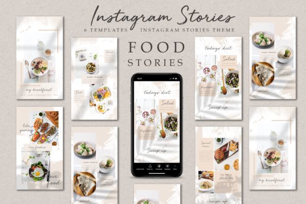 美食主题Instagram社交自媒体推广设计素材 Instagram Food Stories