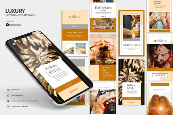 奢侈品牌Instagram社交平台品牌故事推广设计素材 Luxury – Instagram Stories Pack