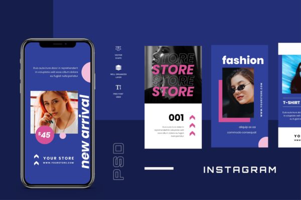 高端奢华品牌故事新媒体社交媒体营销Instagram设计素材 Seventen – Instagram Stories – Social Media Kit