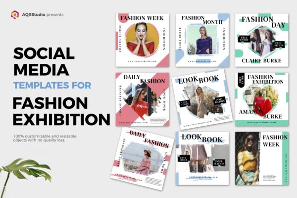 时尚品牌社交媒体推广设计模板蚂蚁素材精选素材 Fashion Exhibition Media Banners