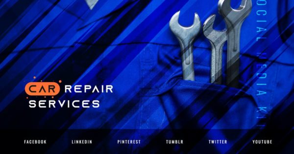 汽车维修服务社交媒体宣传广告设计模板蚂蚁素材精选 Car Repair Service – Automotive Social Media Kit