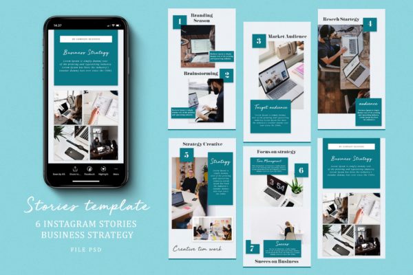 商业推广Instagram品牌故事设计模板蚂蚁素材精选 Instagram Stories Business Strategy