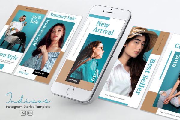 优雅别致时尚Instagram社交品牌故事PSD&AI模板第一素材精选 Elegant Chic Fashion Instagram Stories PSD & AI