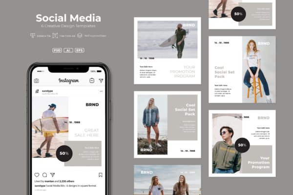 社交媒体自媒体推广设计素材包v8 SRTP- Social Media Pack. v8